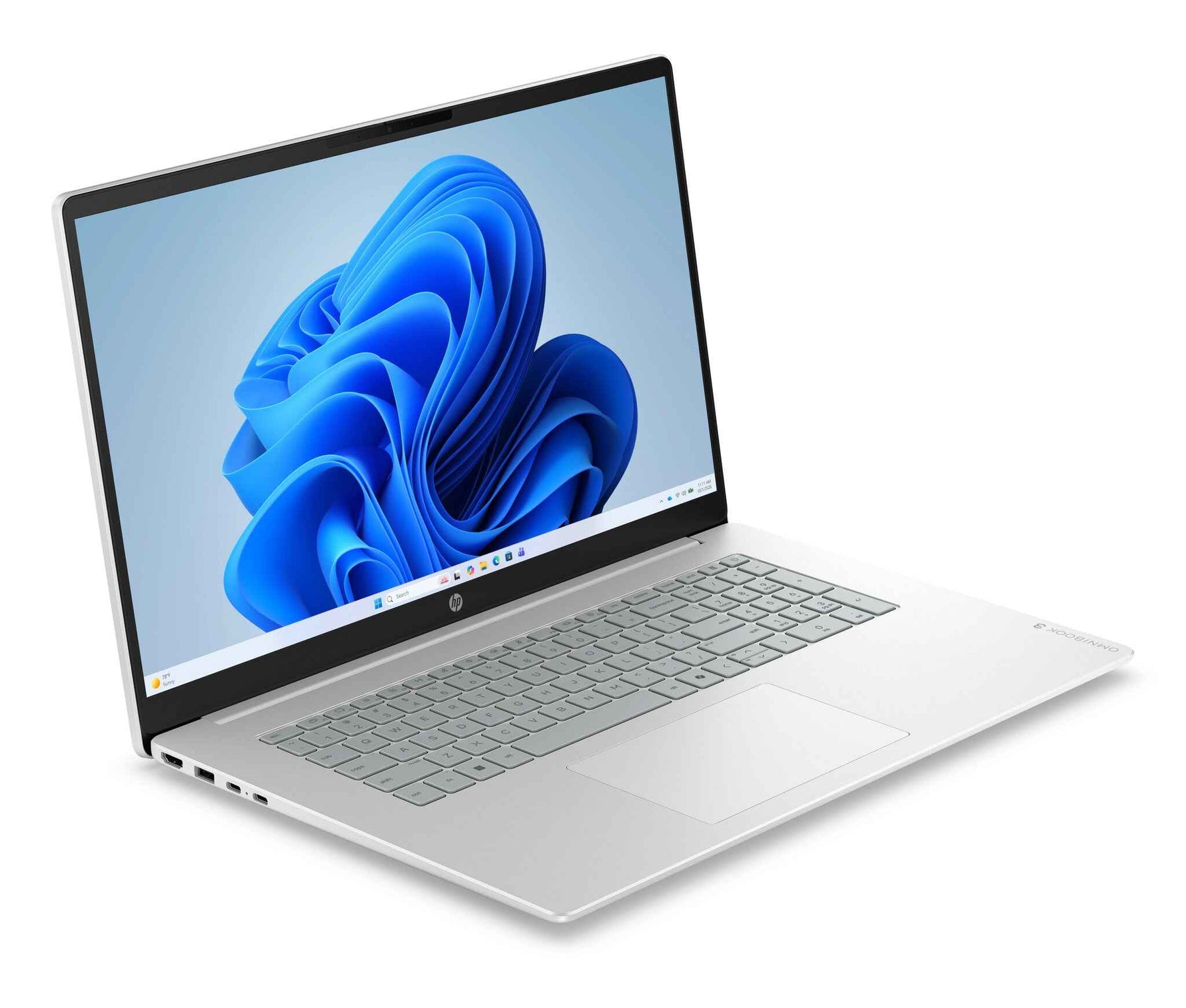 HP OmniBook 3 17-dp0050ndx AMD Ryzen™ 5 7520U Laptop 43,9 cm (17.3") Full HD 8 GB LPDDR5-SDRAM 512 GB SSD Wi-Fi 6 (802.11ax) Windows 11 Home Grijs, Zilver