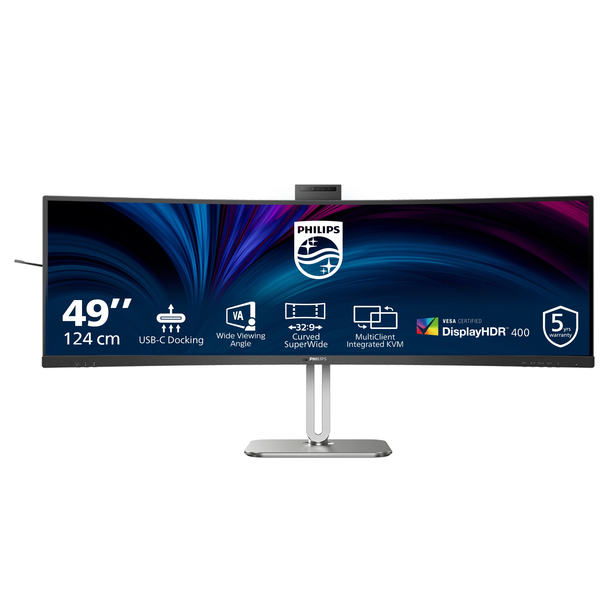 Philips 5000 series 49B2U5900CH/00 computer monitor 124 cm (48.8") 5120 x 1440 Pixels Dual QHD LCD Zwart