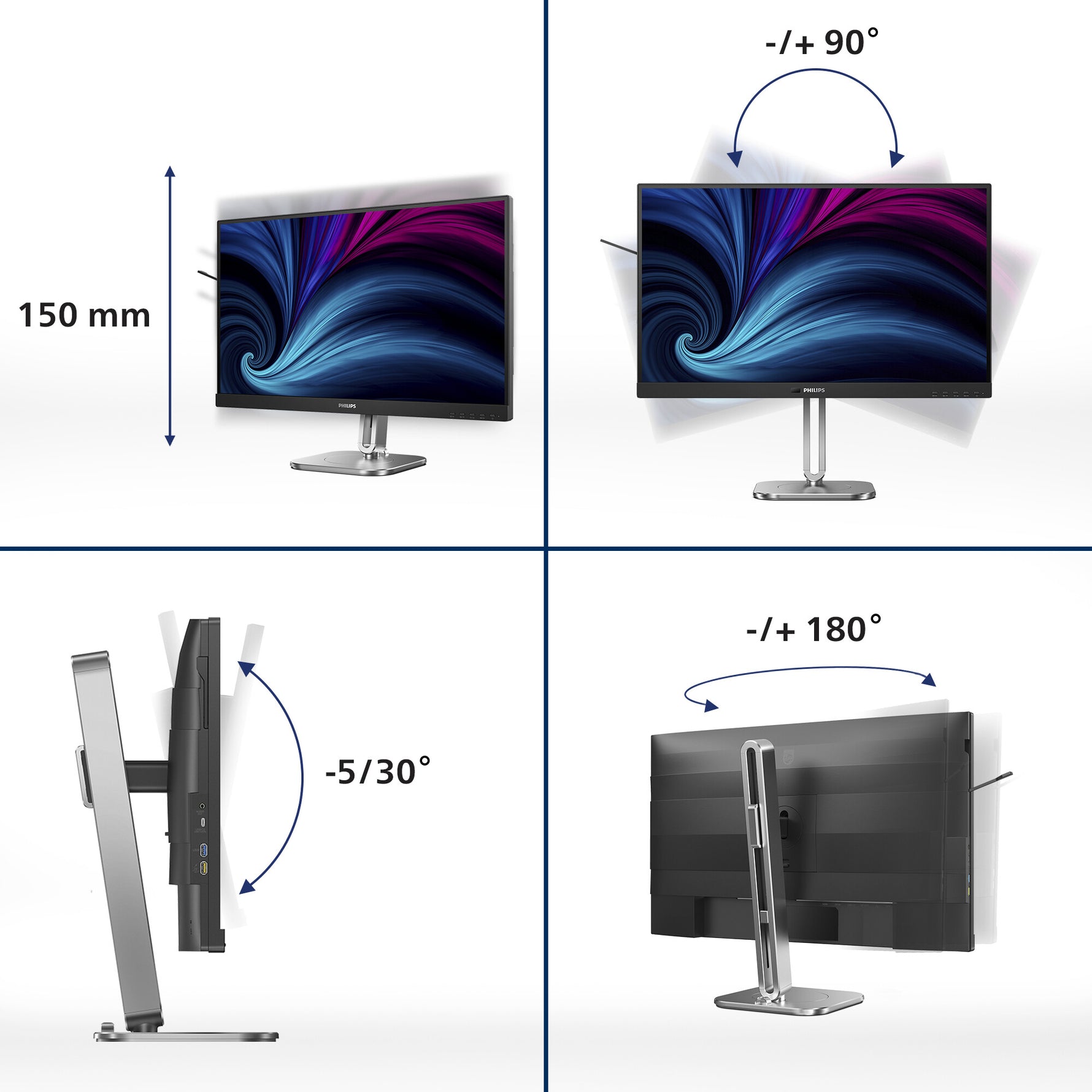 Philips 27B2U4601/00 computer monitor 68,6 cm (27") 2560 x 1440 Pixels Quad HD LCD Grijs