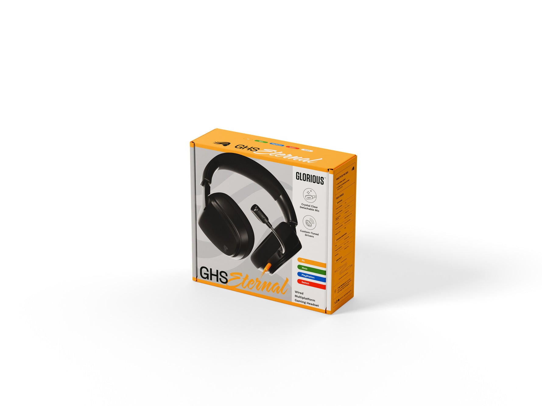 Glorious Gaming Glorious GHS Eternal - Stereo gaming headset voor pc, PS5, PS4, Xbox, Switch - Custom-tuned gekantelde drivers, verstelbare kristalheldere afneembare mic, 3,5 mm - Duurzaam dag/nacht comfort - Zwart