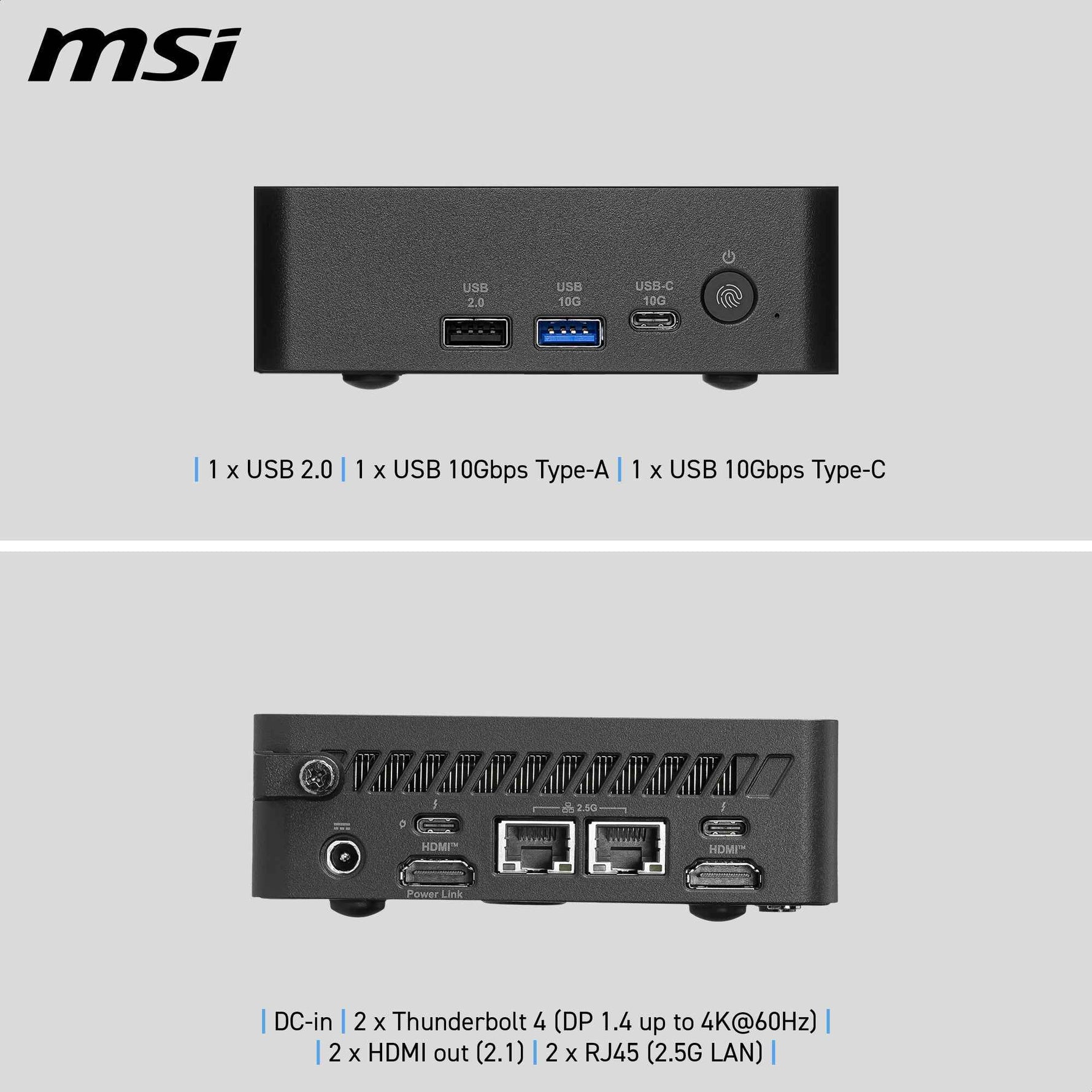 MSI Cubi NUC AI+ 3MG-003BEU USFF Zwart 386H Intel SoC FCBGA2540 4,9 GHz Ingebouwde luidsprekers
