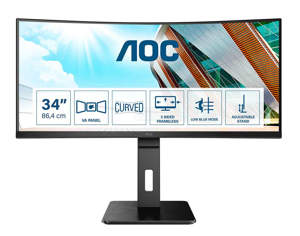 AOC P2 CU34P2A computer monitor 86,4 cm (34") 3440 x 1440 Pixels Quad HD LED Zwart