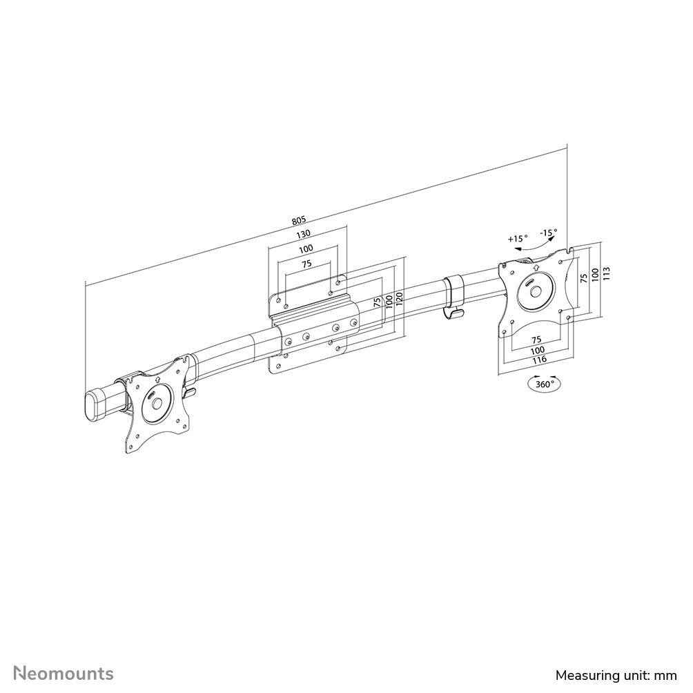 Neomounts FPMA-CB100BLACK Dual crossbar monitorarm adapter 10-27