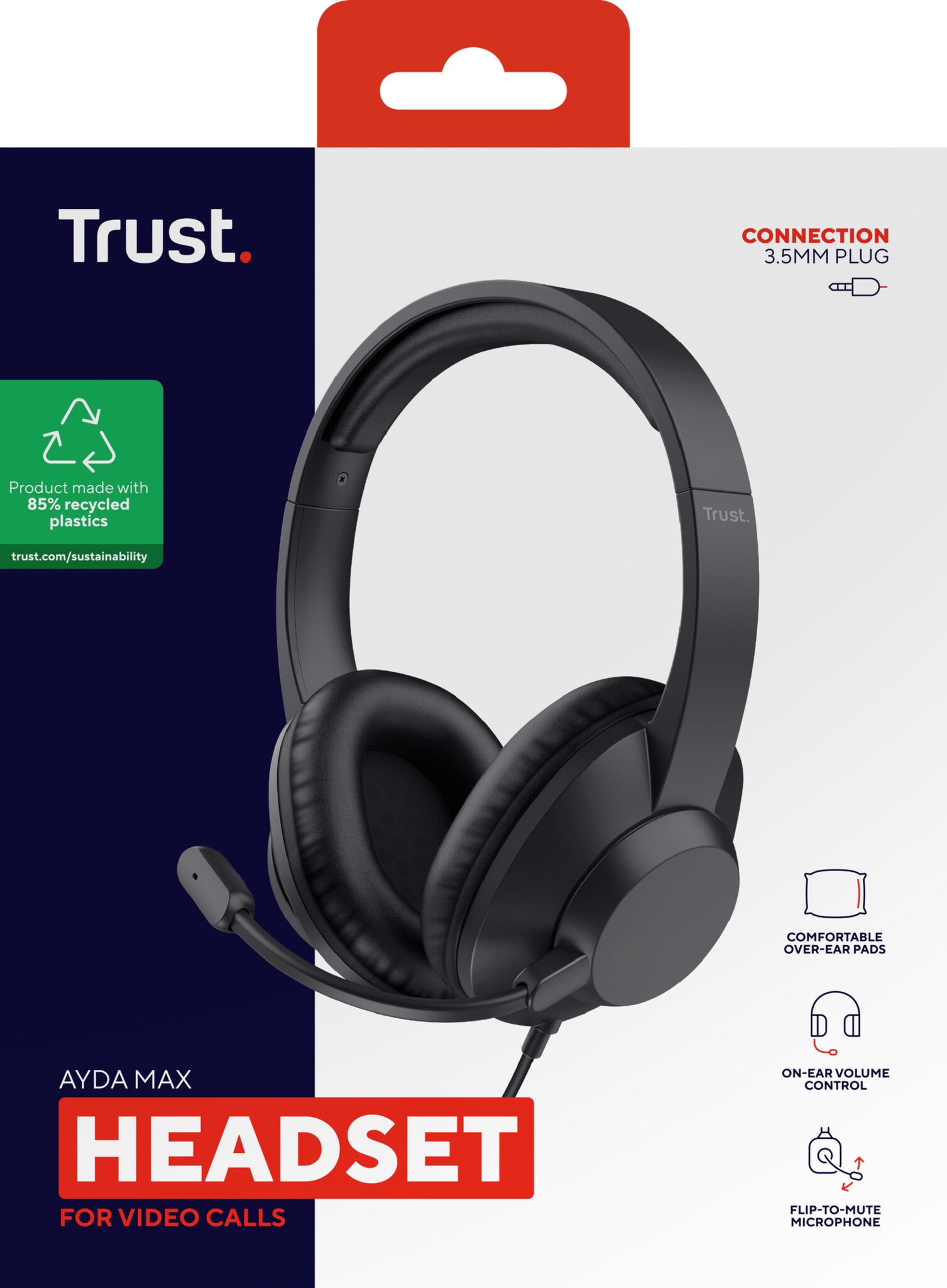 Trust Ayda Max Headset Bedraad Hoofdband Kantoor/callcenter Zwart