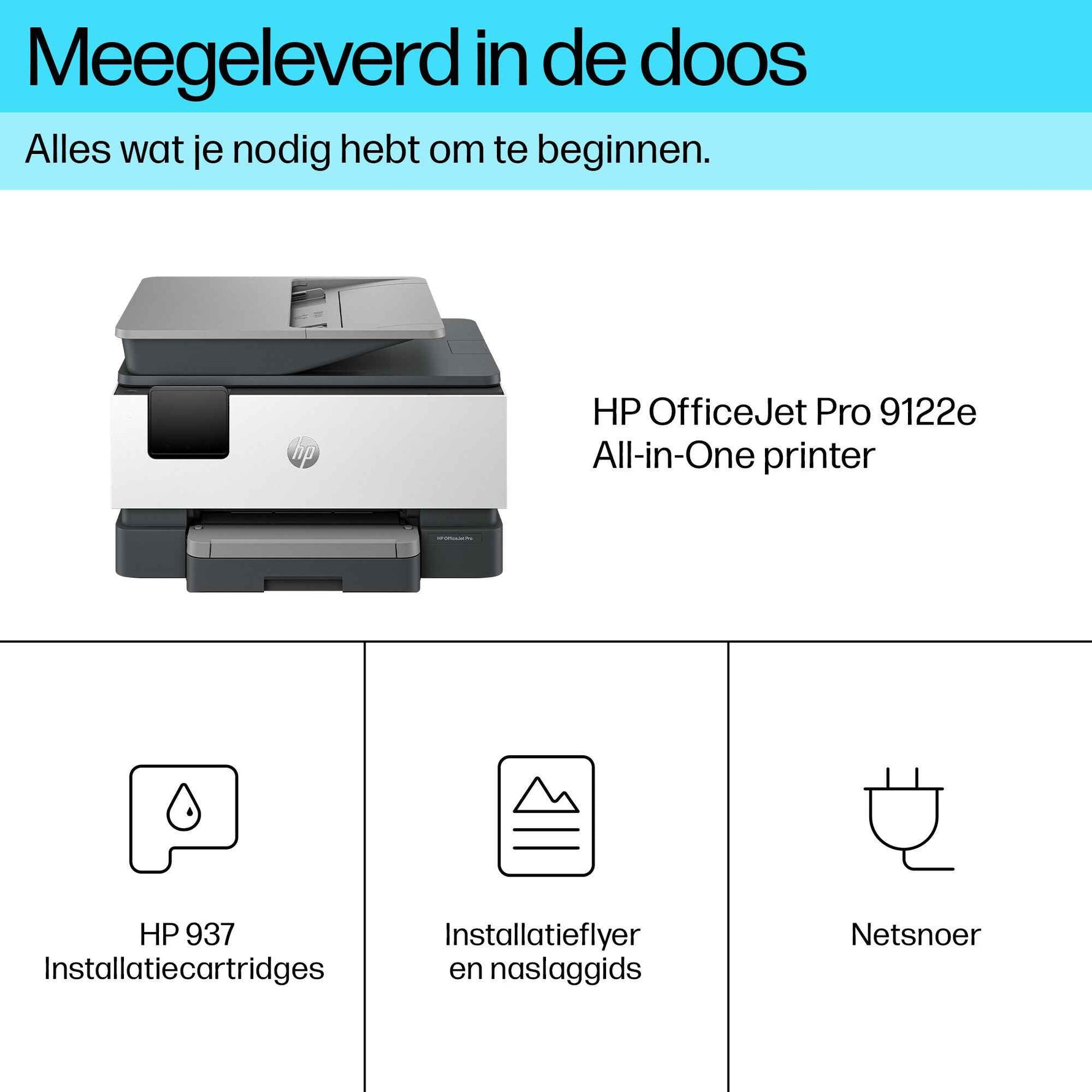 HP OfficeJet Pro 9122e Draadloos All-in-One Kleur Printer, Instant Ink; Dubbelzijdig printen