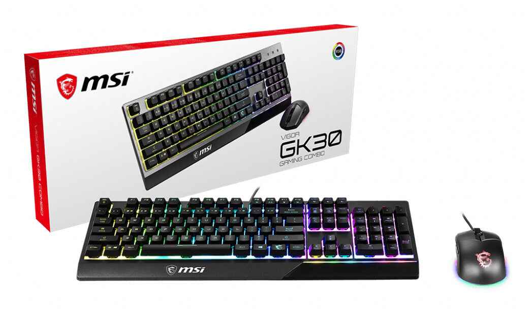 MSI VIGOR GK30 toetsenbord Inclusief muis Gamen USB QWERTY Amerikaans Engels Zwart