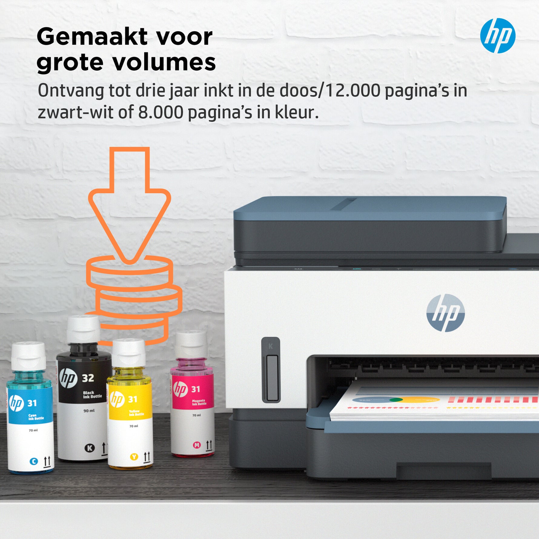 HP Smart Tank 7306 Draadloos All-in-One Kleur Printer, Dubbelzijdig printen; Kopieerapparaat, Scanner