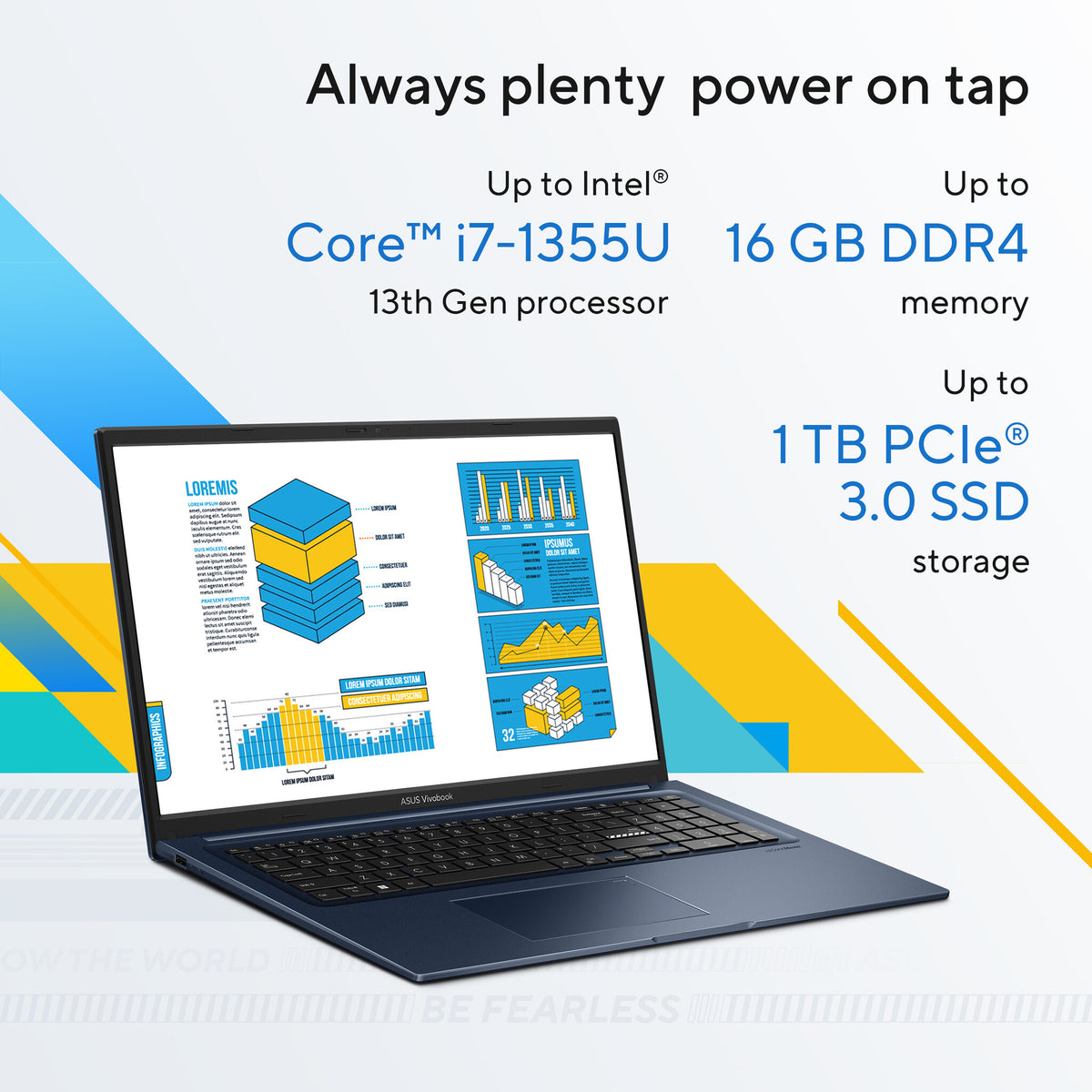 ASUS Vivobook 17 X1704MA-AU229W Intel Core 5 320 Laptop 43,9 cm (17.3") Full HD 16 GB DDR5-SDRAM 512 GB SSD Wi-Fi 6 (802.11ax) Windows 11 Home Blauw AZERTY Belgisch