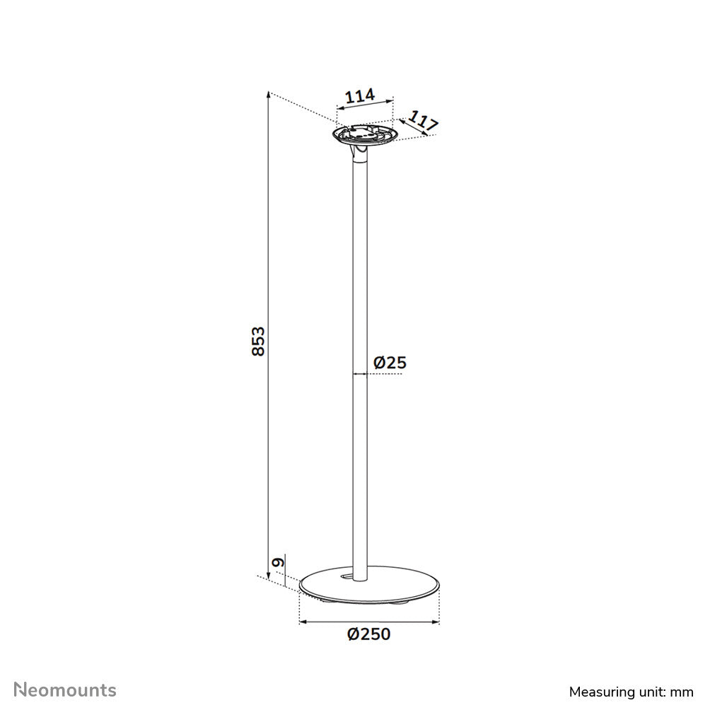 Neomounts FL45-721BL1 Vloerstandaard voor Sonos Era 100 - 85 cm hoogte - zwart