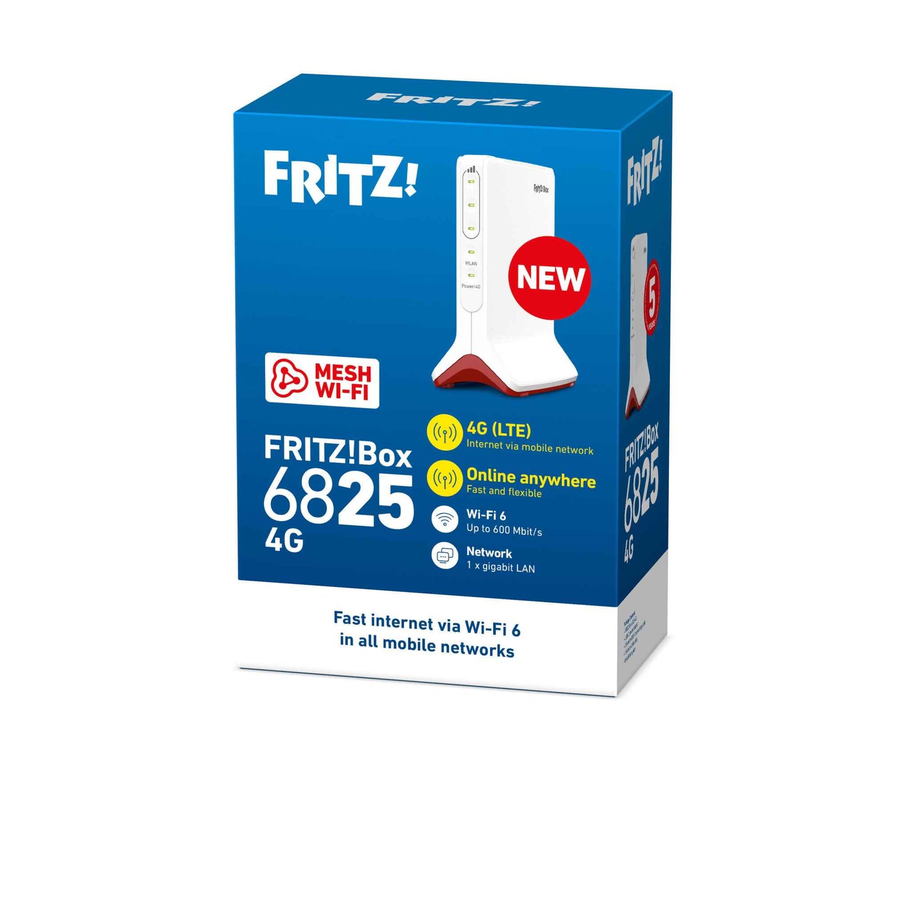 Box FRITZ! 6825 4G International draadloze router Gigabit Ethernet Single-band (2.4 GHz) Wit