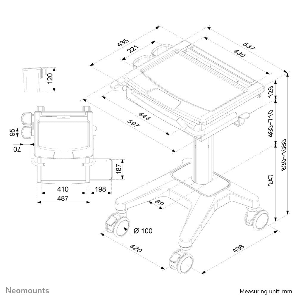 Neomounts MED-M200 Medisch mobiel werkstation 10-17