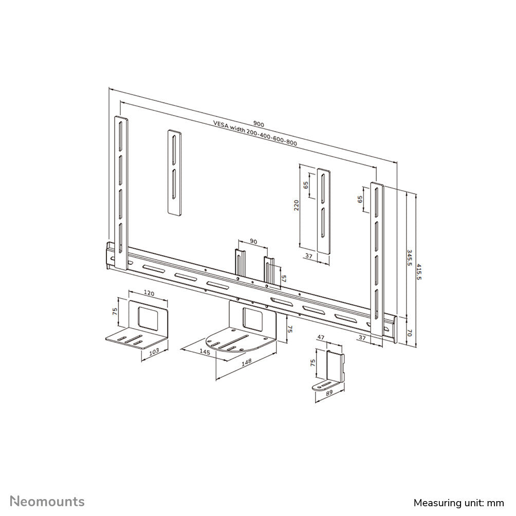Neomounts AV50-500BL PTZ/UC camerahouder kit 43-110" - VESA - max 5 kg - universeel
