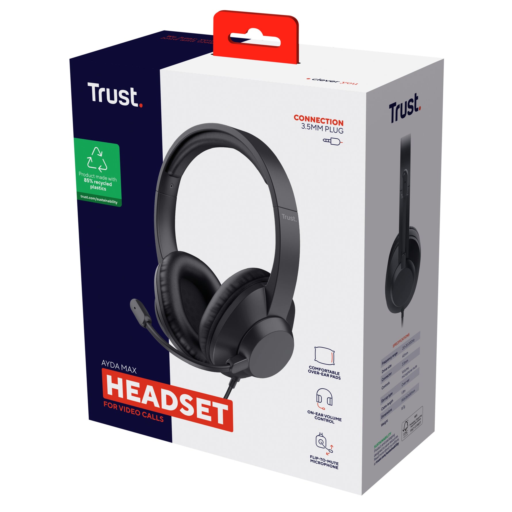 Trust Ayda Max Headset Bedraad Hoofdband Kantoor/callcenter Zwart