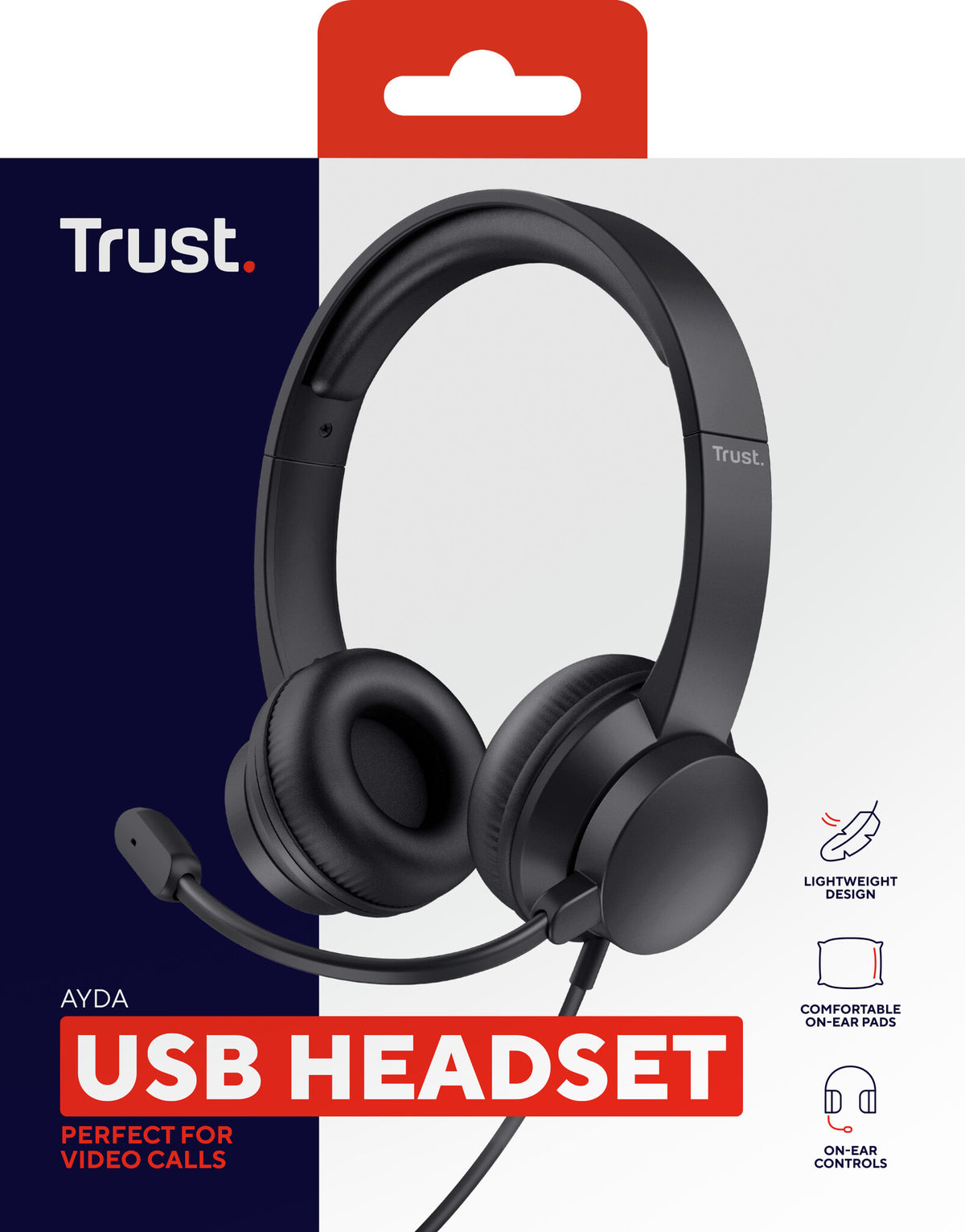 Trust Ayda USB Headset - USB-headset voor kantoor en gesprekken – Opklapbare microfoon – Volumeregeling in kabel – Zwart
