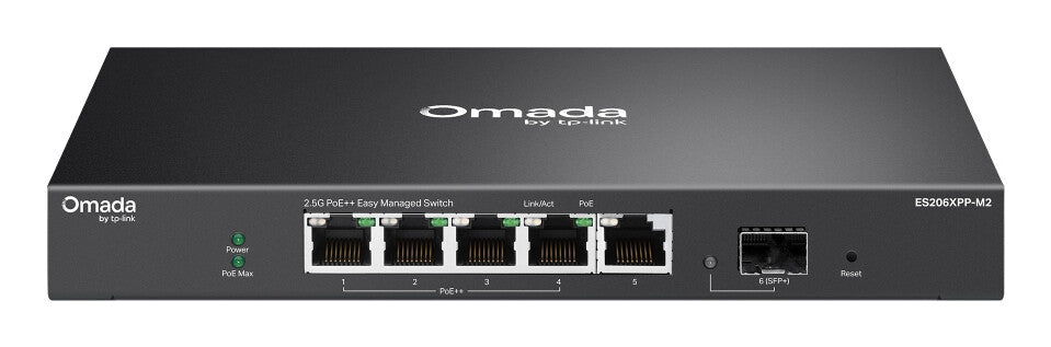 TP-Link ES206XPP-M2 netwerk-switch Managed L2 2.5G Ethernet (100/1000/2500) Power over Ethernet (PoE) Bureaublad-/wandmontage Zwart