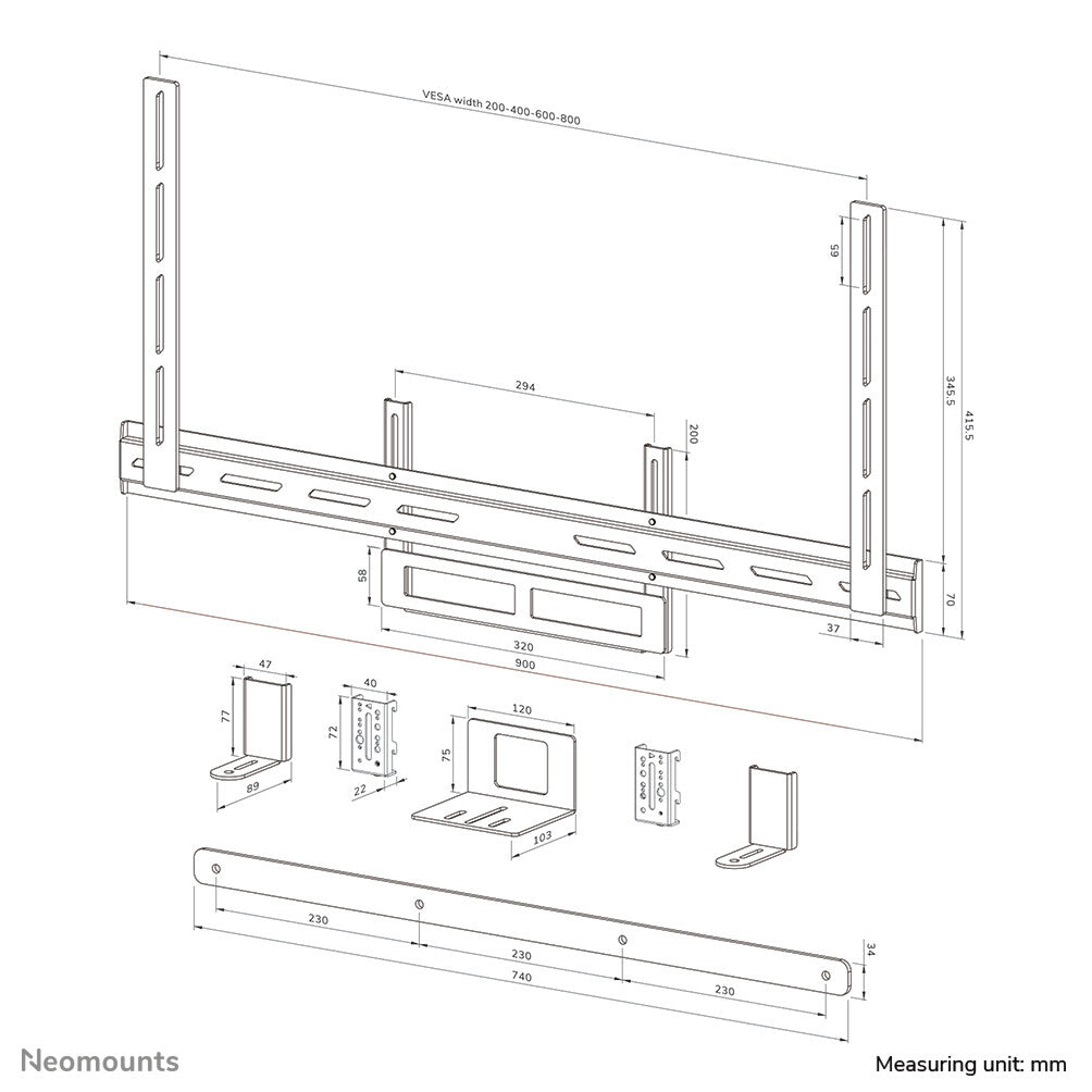 Neomounts AV2-500WH Videobar kit 43-110" - VESA - max 10 kg - universeel