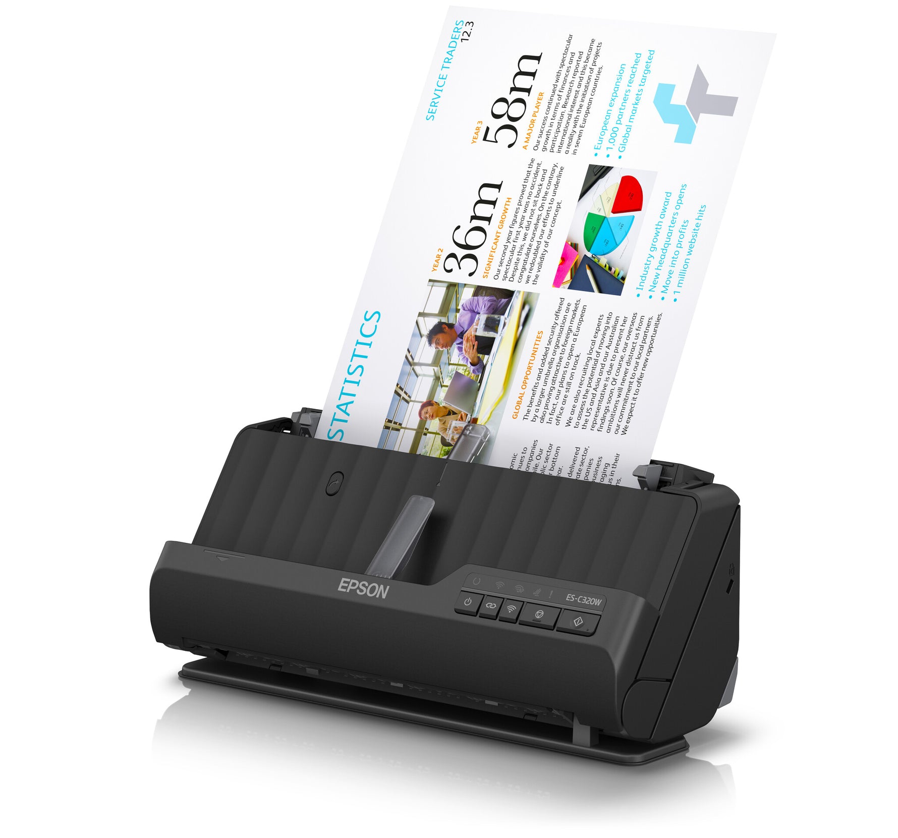 Epson ES-C320W compacte A4-documentscanner met Wi-Fi-connectiviteit en U-traject