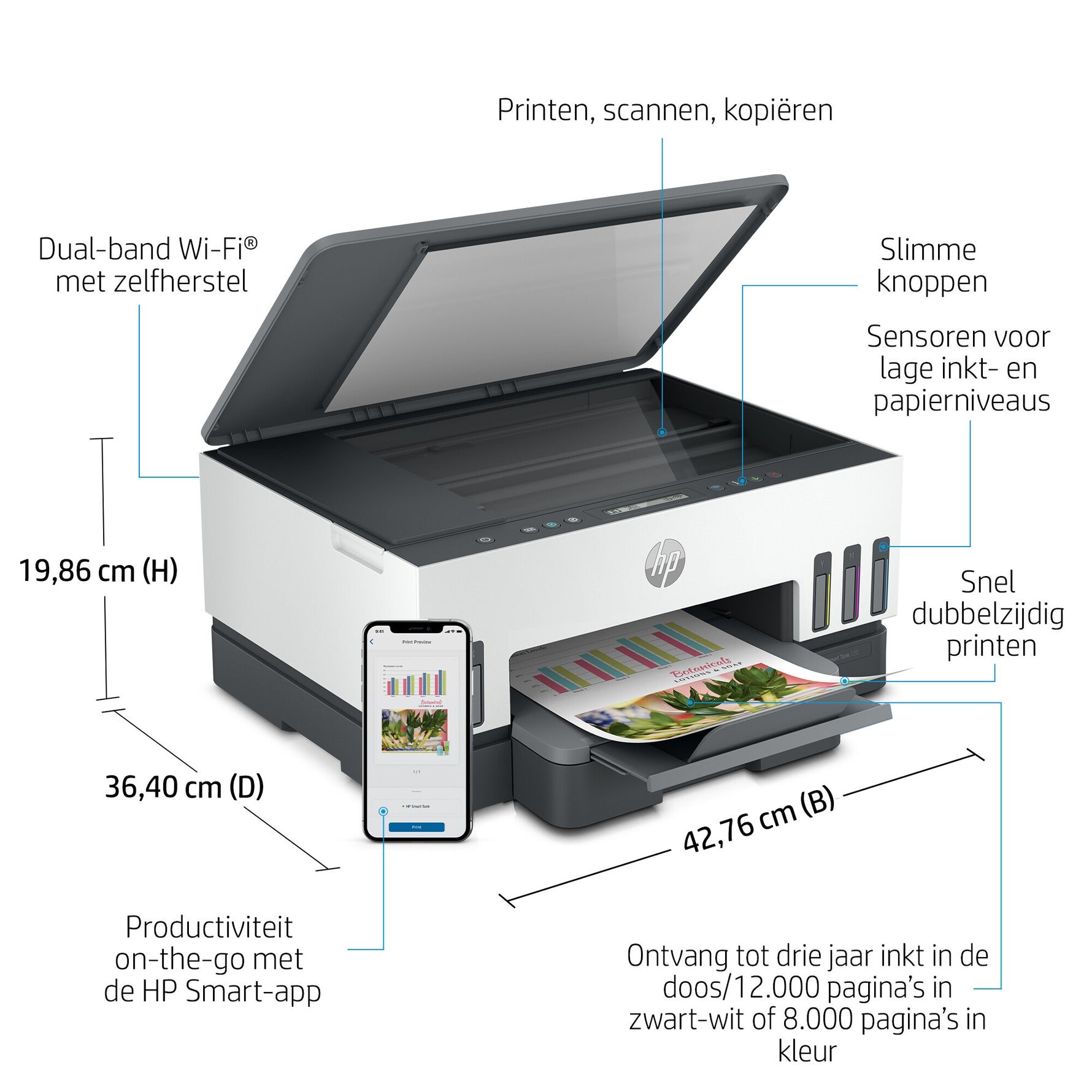 HP Smart Tank 7005 Draadloos All-in-One Kleur Printer, Dubbelzijdig printen; Kopieerapparaat, Scanner