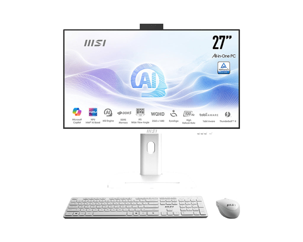 MSI Modern AM273QP AI 1UM-060EU Intel Core Ultra 7 155H 68,6 cm (27") 2560 x 1440 Pixels Alles-in-één-pc 32 GB DDR5-SDRAM 1 TB SSD Windows 11 Pro Wi-Fi 6E (802.11ax) Wit