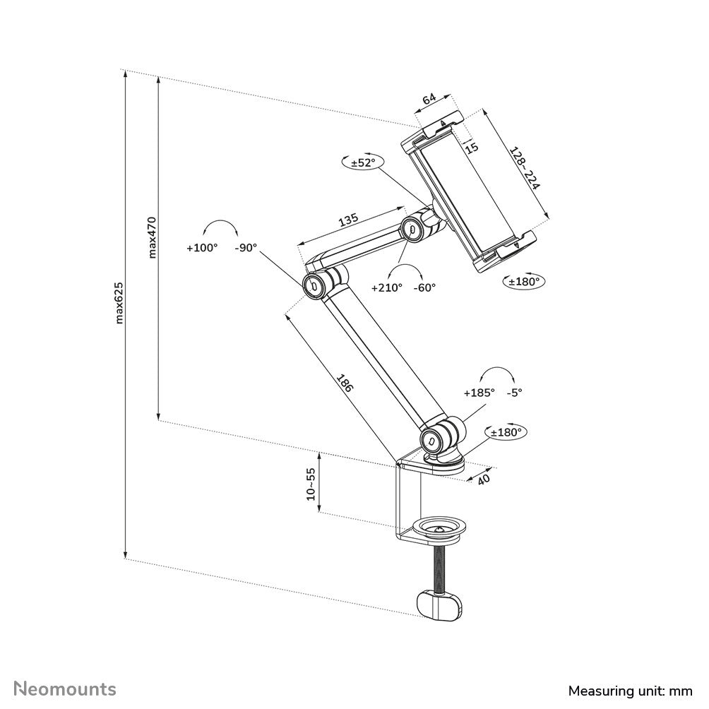 Neomounts DS15-545WH1 Tablet houder bureauklem 4.7-12.9