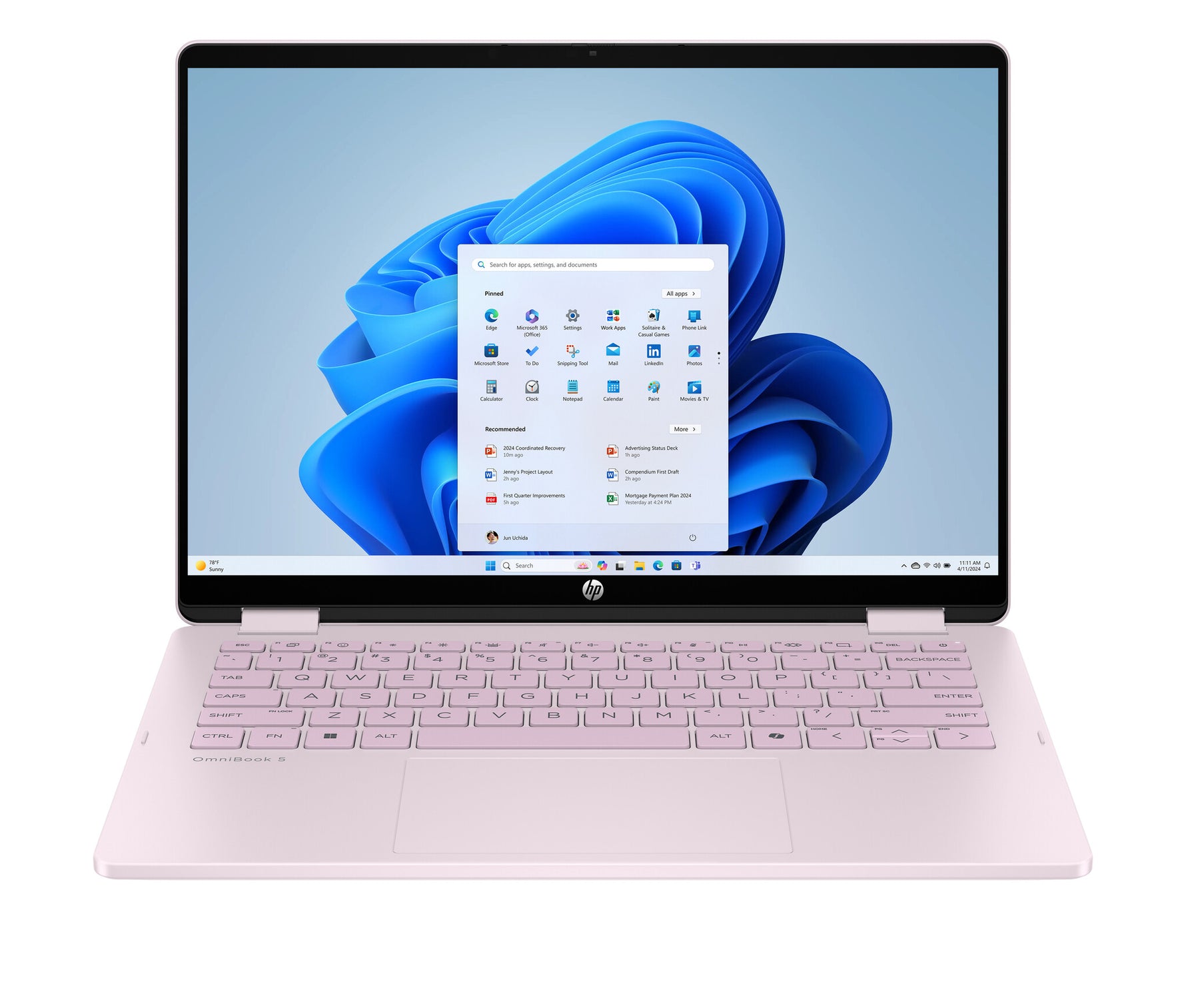 HP OmniBook 5 Flip 14-fp0252ndx 120U 35,6 cm (14") Touchscreen 2K 8 GB LPDDR5-SDRAM 512 GB SSD Wi-Fi 6 (802.11ax) Windows 11 Home Roze QWERTY