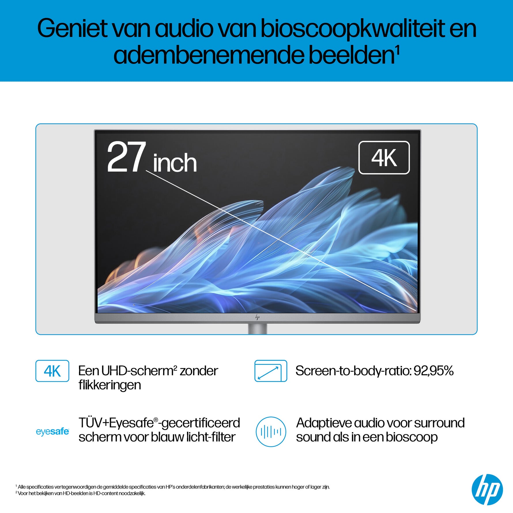 HP OmniStudio X 27-cs0091nd Intel Core Ultra 7 155H 27inch UHD AG WLED 32GB DDR5 1TB PCIe NVMe SSD Intel Arc W11H Meteor Silver 68,6 cm (27") 3840 x 2160 Pixels Alles-in-één-pc DDR5-SDRAM Windows 11 Home Wi-Fi 7 (802.11be) AI PC