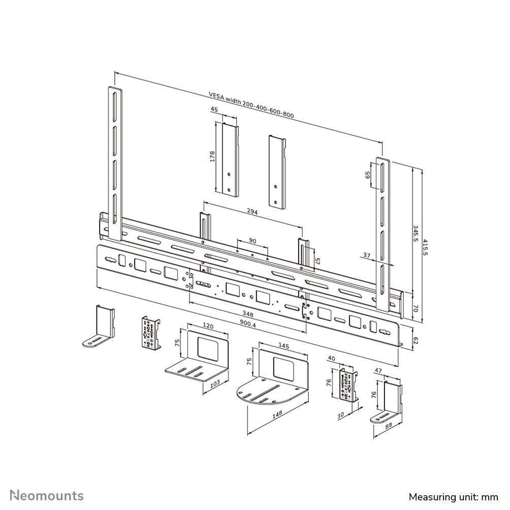 Neomounts AV30-500BL Videobar kit 43-110" - VESA - max 10 kg - universeel