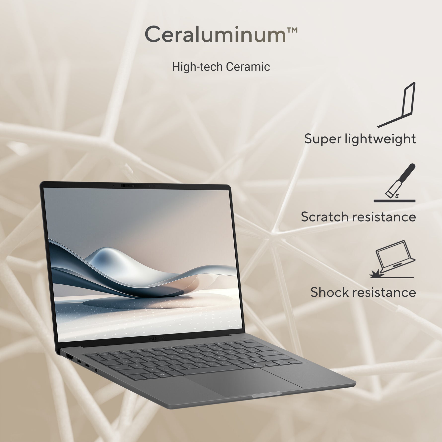 ASUS Zenbook A14 UX3407QA-QD479W Copilot+ PC Snapdragon X1-26-100 Laptop 35,6 cm (14") WUXGA 16 GB LPDDR5x-SDRAM 512 GB SSD Wi-Fi 6E (802.11ax) Windows 11 Home Nederlands Grijs
