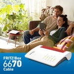 Box FRITZ! 6670 Cable Edition International draadloze router 2.5 Gigabit Ethernet Dual-band (2.4 GHz / 5 GHz) Rood, Wit
