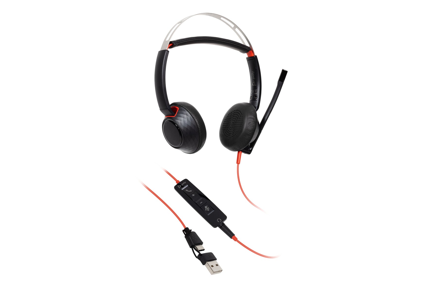 HP Poly Blackwire 5220 Stereo USB-C Headset + 3,5 mm plug + USB-C/A adapter