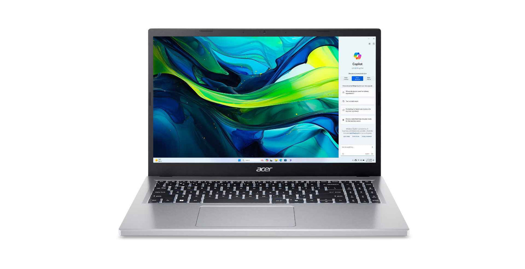 Acer Aspire Go 15 AG15-32P-3534 Intel Core 3 N355 Laptop 39,6 cm (15.6") Full HD 8 GB DDR5-SDRAM 512 GB SSD Wi-Fi 6 (802.11ax) Windows 11 Home US International Zilver