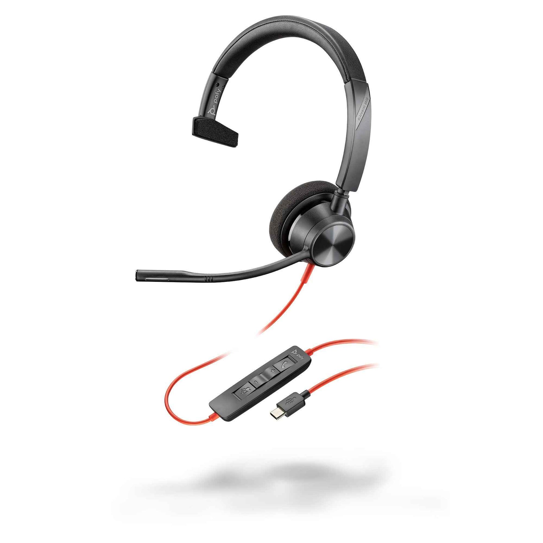 HP Poly Blackwire 3310 Monaural USB-C Headset + USB-C/A adapter
