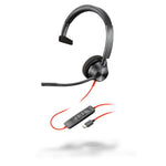 HP Poly Blackwire 3310 Monaural USB-C Headset + USB-C/A adapter