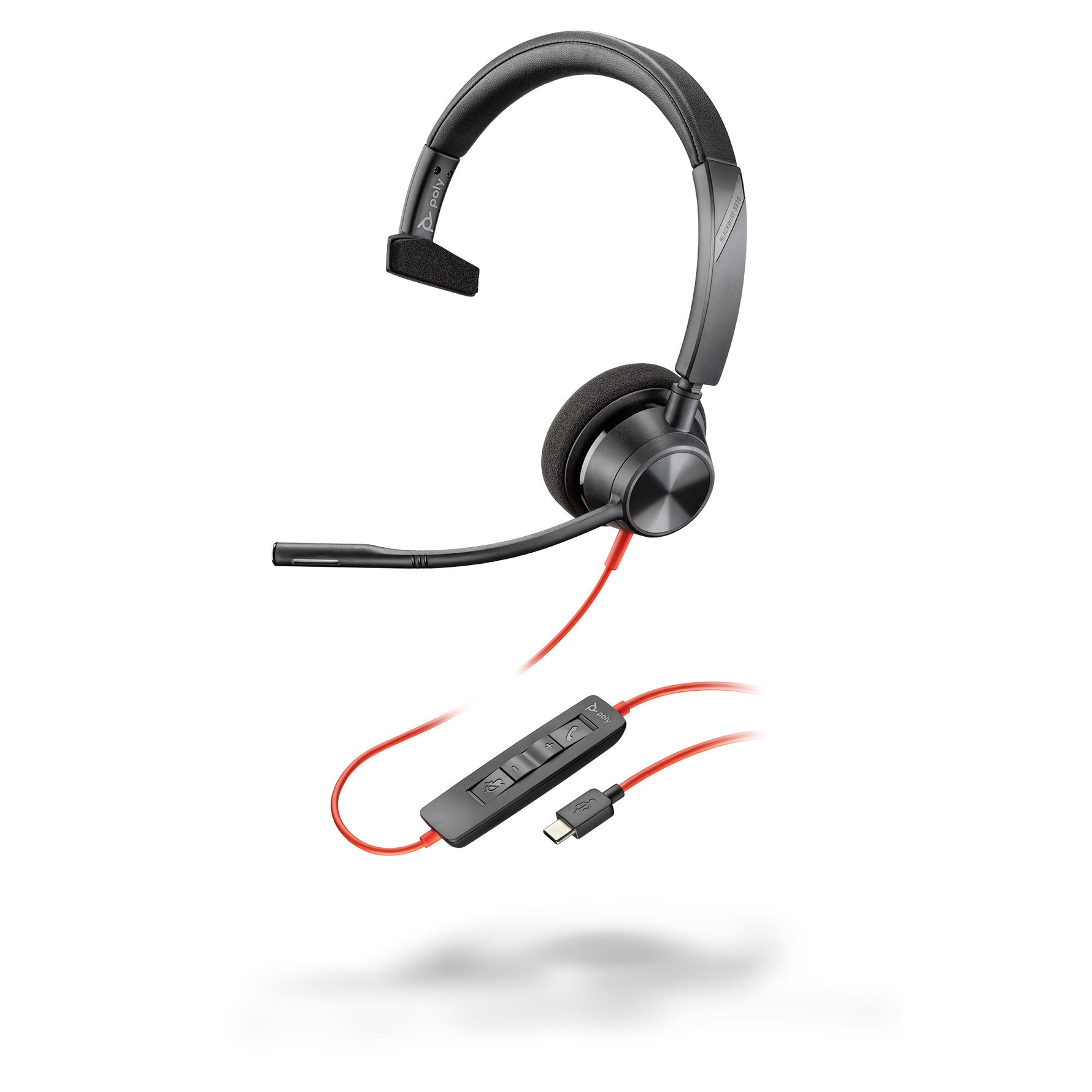 HP Poly Blackwire 3310 Monaural USB-C Headset + USB-C/A adapter