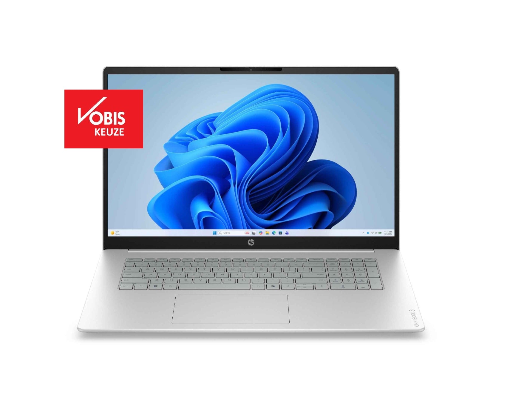 HP OmniBook 3 17-dp0050ndx AMD Ryzen™ 5 7520U Laptop 43,9 cm (17.3") Full HD 8 GB LPDDR5-SDRAM 512 GB SSD Wi-Fi 6 (802.11ax) Windows 11 Home Grijs, Zilver QWERTY
