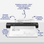 Epson WorkForce ES-60W, snelle draadloze mobiele A4-scanner met Wi-Fi-connectiviteit, ScanSmart-technologie en LCD-scherm