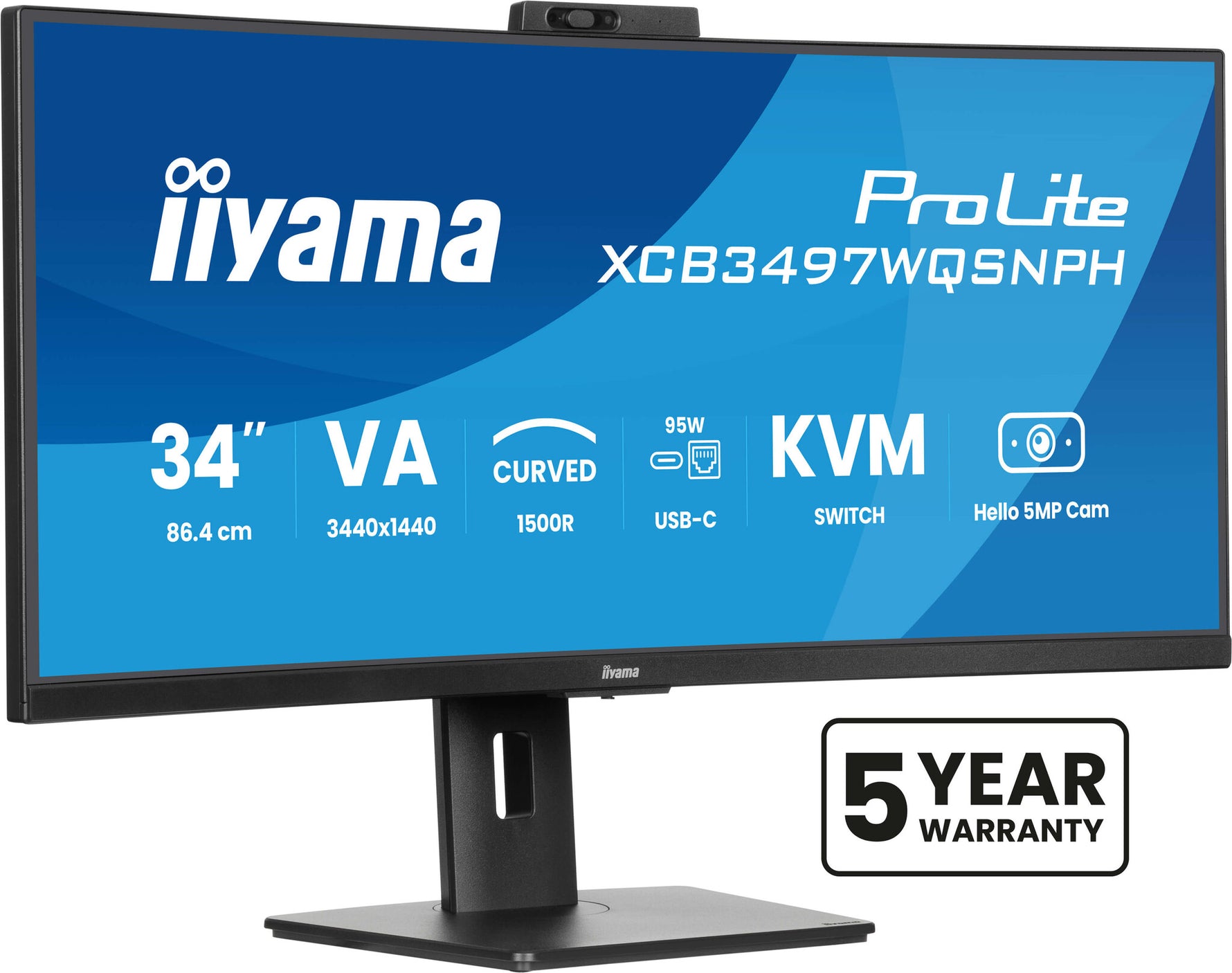 iiyama ProLite XCB3497WQSNPH-B1 computer monitor 86,4 cm (34") 3440 x 1440 Pixels UltraWide Quad HD LED Zwart