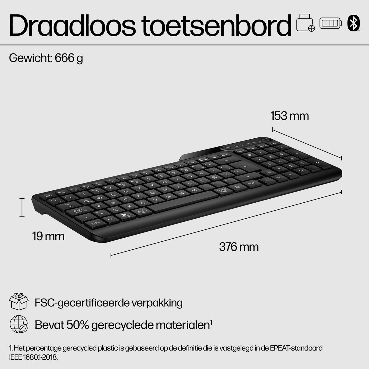 HP 475 DUAL-MODE WL KBD toetsenbord Universeel Bluetooth Zwart