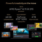 ASUS ProArt P16 H7606WP-SRNA6X Copilot+ PC AMD Ryzen AI 9 HX 370 Laptop 40,6 cm (16") Touchscreen 3K 64 GB LPDDR5x-SDRAM 1 TB SSD NVIDIA GeForce RTX 5070 Wi-Fi 7 (802.11be) Windows 11 Pro Nederlands Zwart