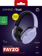 Trust GXT 491P FAYZO Headset Bedraad en draadloos Hoofdband Gamen USB Type-A Bluetooth Zwart, Paars
