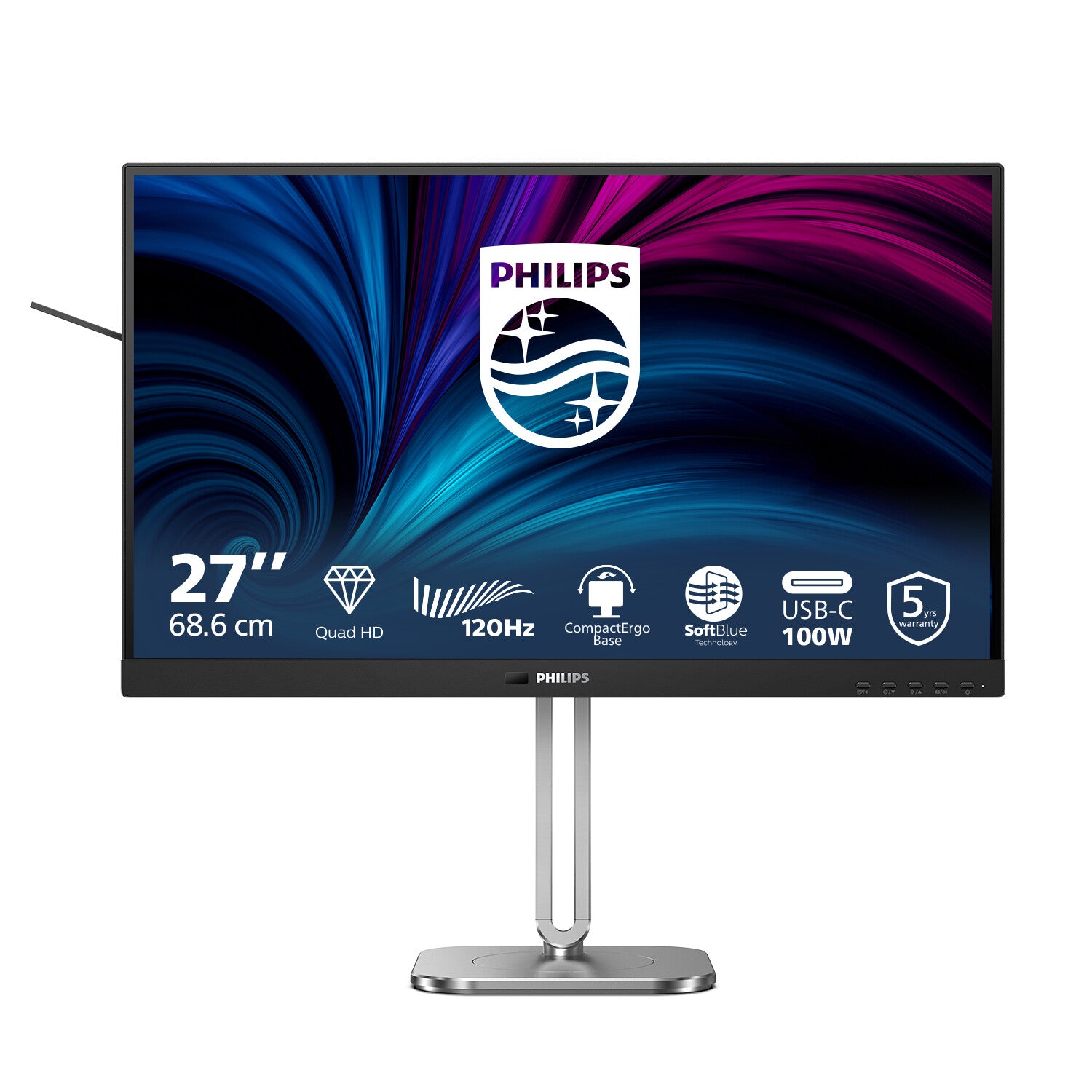 Philips 27B2U4601/00 computer monitor 68,6 cm (27") 2560 x 1440 Pixels Quad HD LCD Grijs