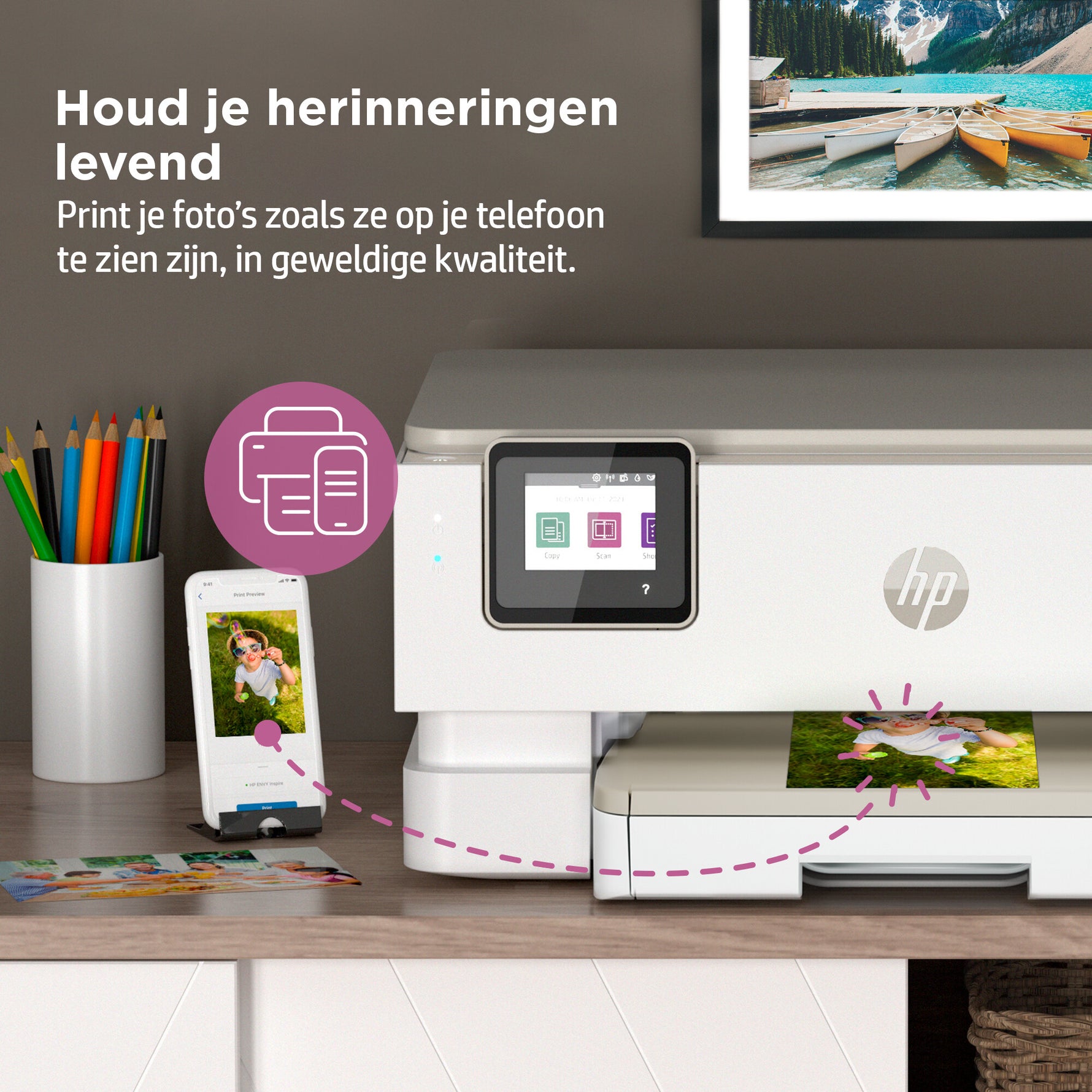 HP ENVY Inspire 7220e Draadloos All-in-One Kleur Printer, Instant Ink; Kopieerapparaat, scanner