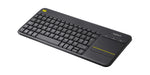 Logitech K400 Plus, Mini, Wireless, RF Wireless, USB-Nano, QWERTY, 10m, Black