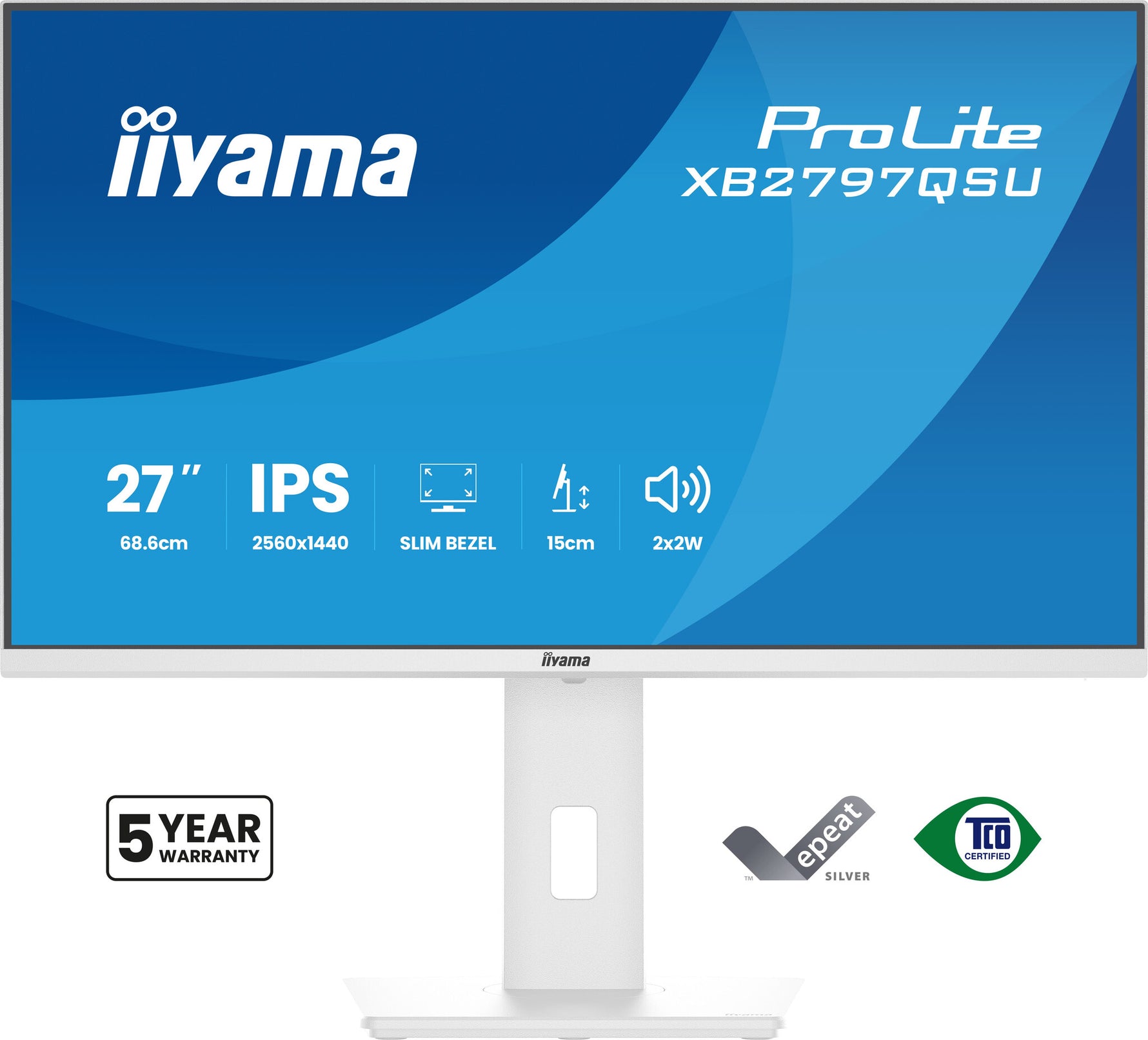 iiyama ProLite XB2797QSU-W1 computer monitor 68,6 cm (27") 2560 x 1440 Pixels Quad HD LED Wit