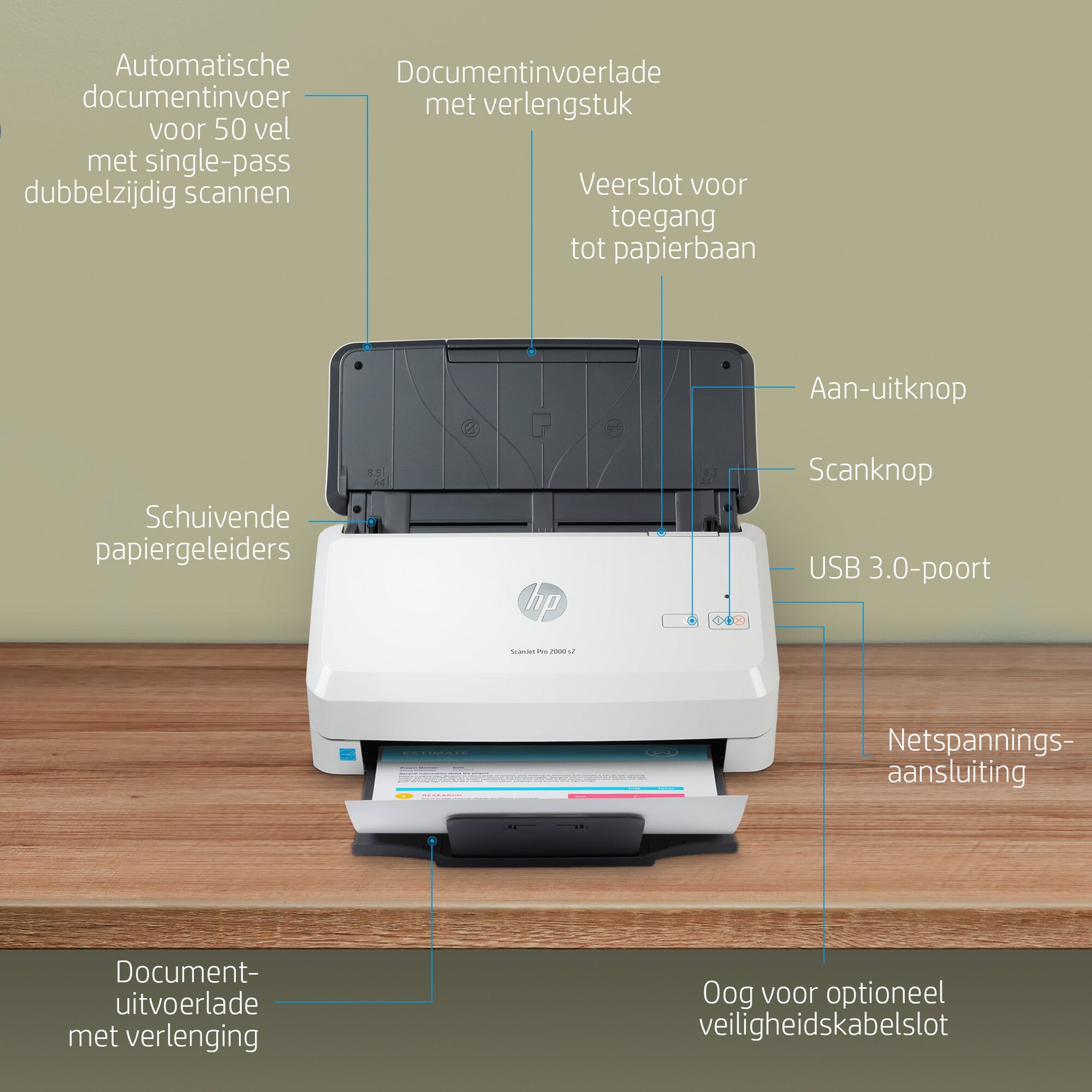 HP ScanJet Pro 2000 s2 Paginascanner 600 x 600 DPI A4 Zwart, Wit