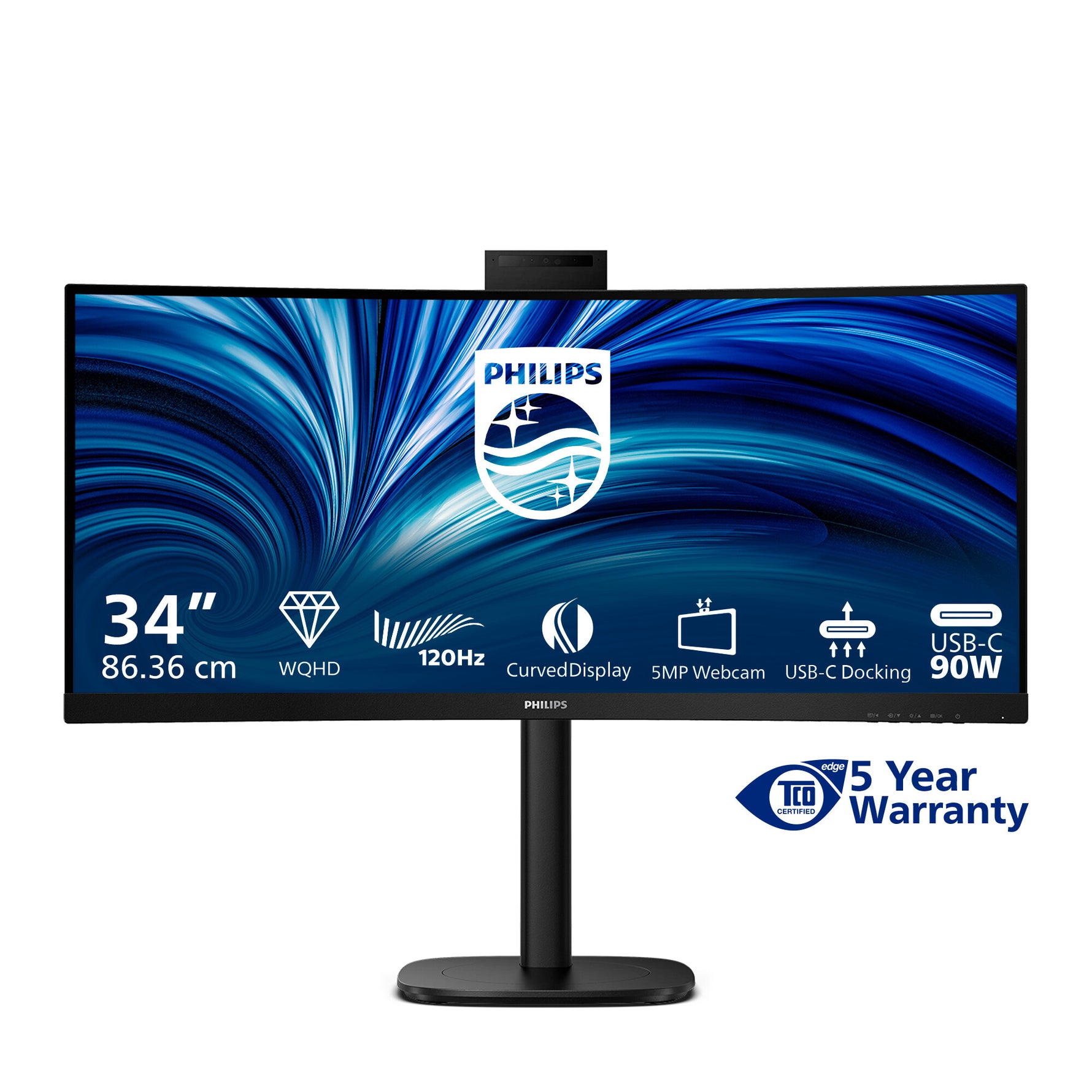 Philips 3000 series 34B2U3600CH/00 computer monitor 86,4 cm (34") 3440 x 1440 Pixels Wide Quad HD LCD Zwart