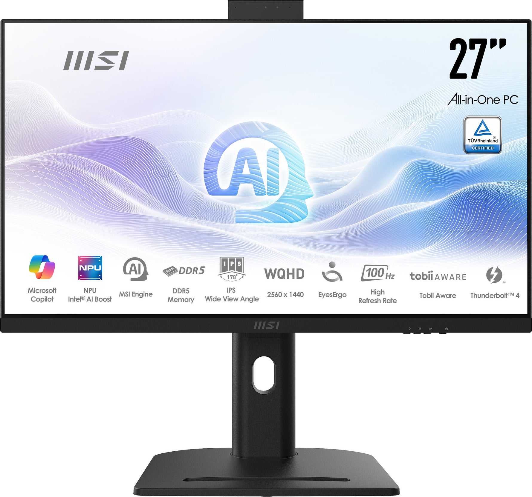 MSI Modern AM273QP AI 1UM-061EU Intel Core Ultra 5 125H 68,6 cm (27") 2560 x 1440 Pixels Alles-in-één-pc 16 GB DDR5-SDRAM 1 TB SSD Windows 11 Home Wi-Fi 6E (802.11ax) Zwart