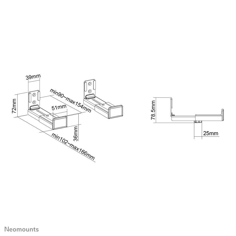 Neomounts AWL29-550BL1 Videobar/soundbar houder wand - max 15 kg - universeel