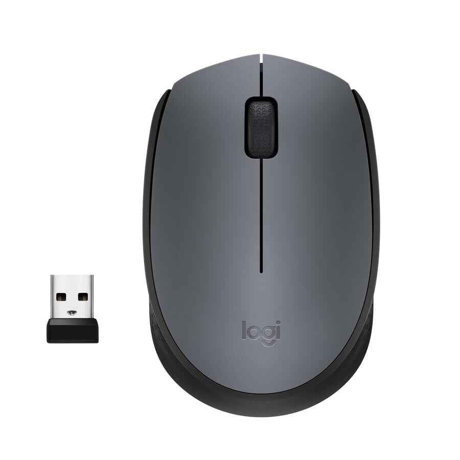 Logitech 910-004642 M170 Wireless Mouse, Ambidextrous, Optical, RF Wireless, 1000 DPI, Grey