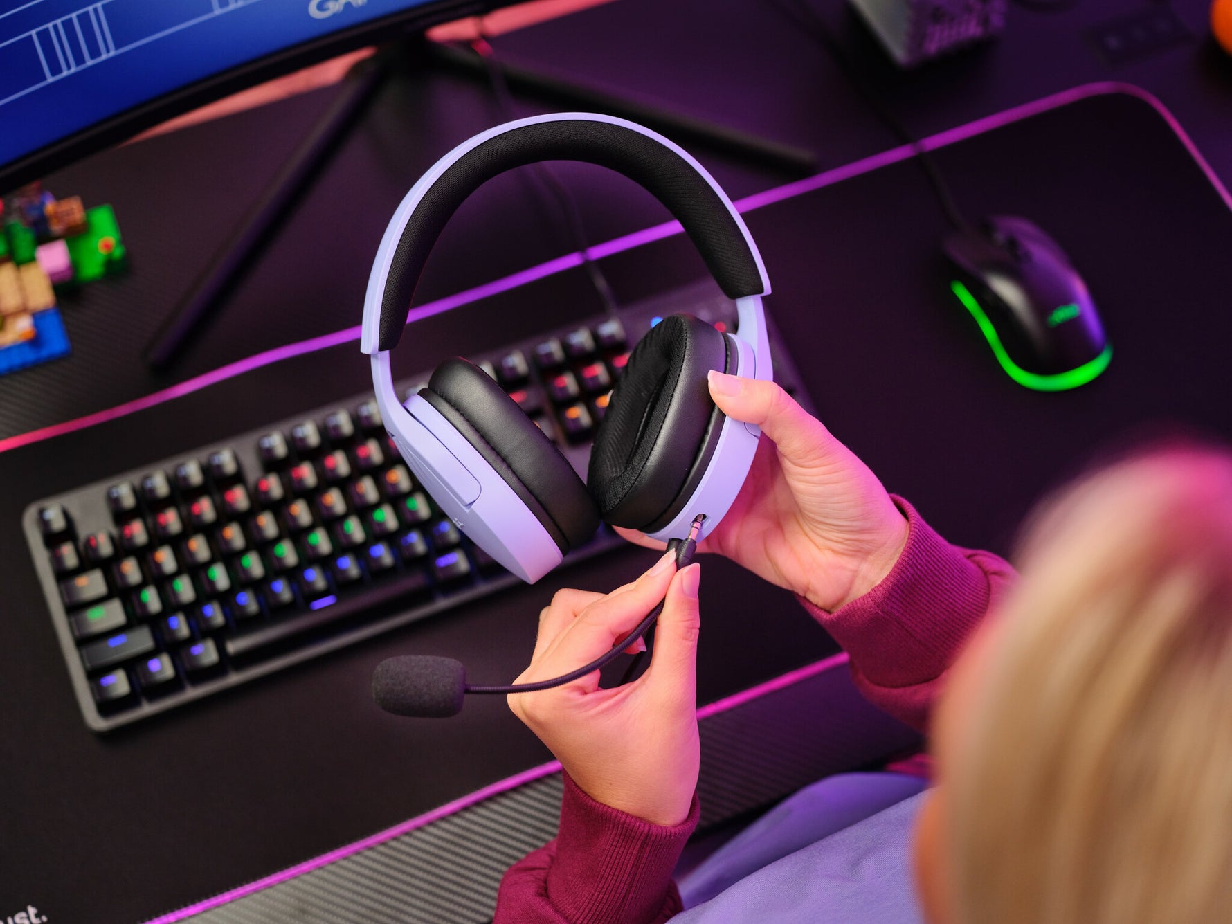 Trust GXT 489P FAYZO Headset Bedraad Hoofdband Gamen Zwart, Paars